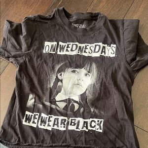 Black Graphic Kids T-Shirt (Wednesday)